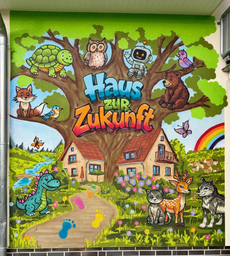 Haus zur Zukunft – Wandbild an der Fassade